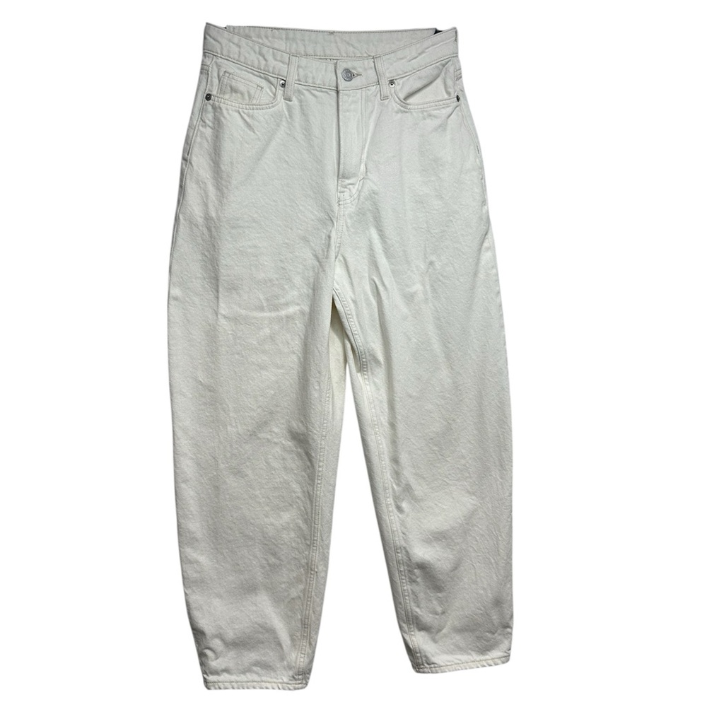 H&M High Rise Barrel Leg Jeans – Cream, Size 4 - Picture 3 of 7